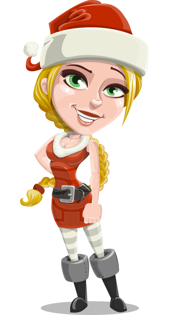 Cute Christmas Girl Cartoon Vector Character